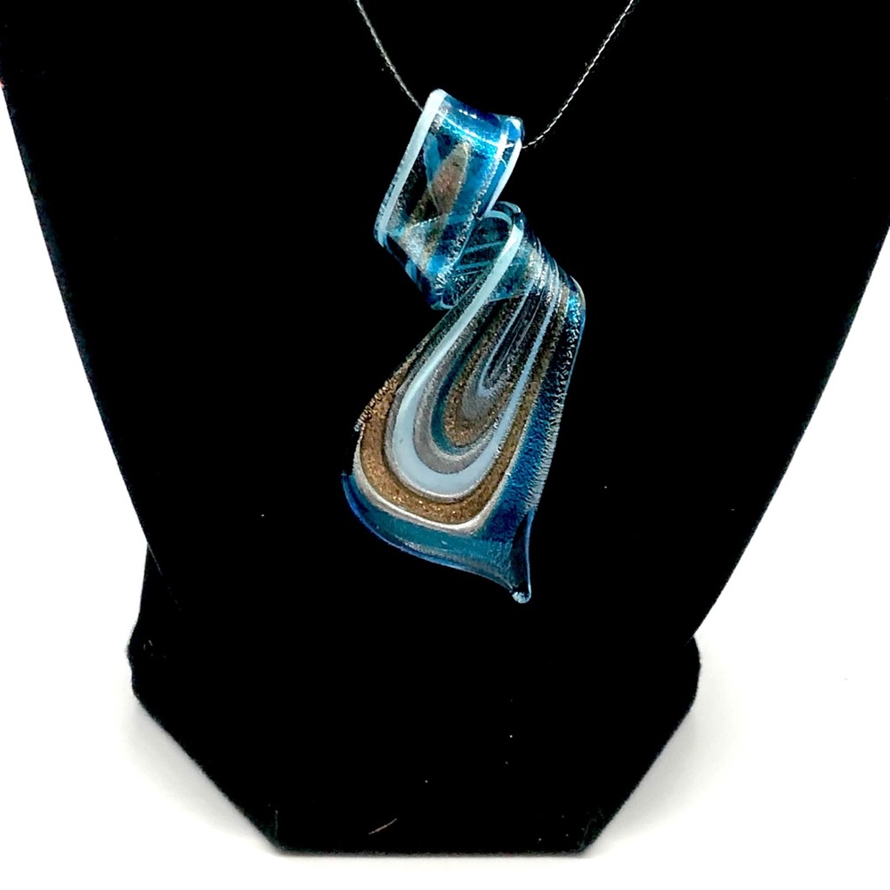 Handmade Swirl Glass Art Pendant Necklace